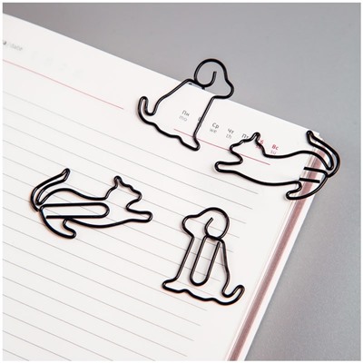 Скрепки фигурные 19мм, Meshu "Cat&Dog ", 4шт., пакет с европодвесом