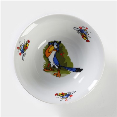 Набор посуды детский Добрушский завод «Лесовичок», 3 предмета: кружка, миска, тарелка, фарфор, белый, рисунок МИКС