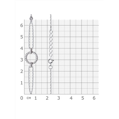 Браслет с фианитом родированный серебро 925*