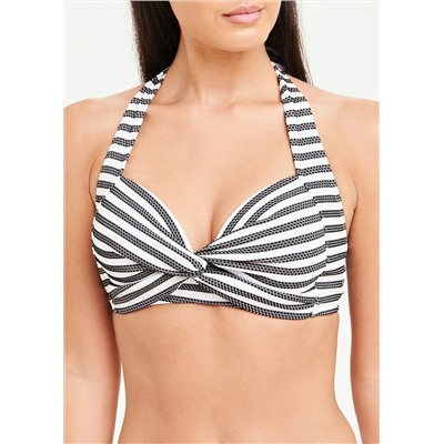 Soon Stripe Halterneck Bikini Top