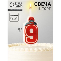 Свеча в торт «Хоккейная», цифра 9, красная