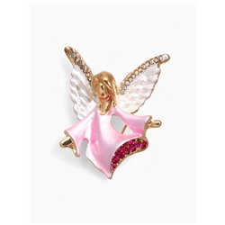 Брошь «Ангелок», бело-розовая в золоте