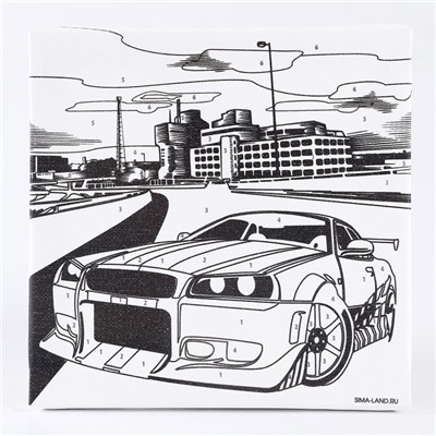 Картина по номерам для детей «Тачка в мегаполисе», 15×15 см