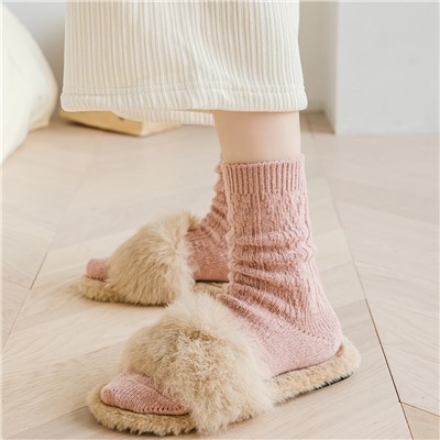 Keep warm Japanese demi-season colored woolen winter velvet knee socks, increased thickness, mid-length