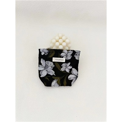 Retro capacious cosmetic bag, handheld organizer bag to go out, liner, flowered