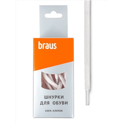 Шнурки BRAUS 120 см толстые БЕЛЫЕ