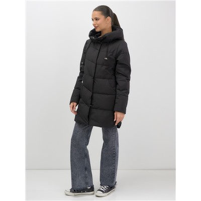 Куртка женская демисезонная с капюшоном черного цвета 1139Ch