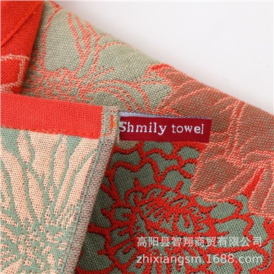 Gaoyang towel Korean flower jacquard four-layer cotton gauze large square towel wipe hands towel kitchen towel factory price wholesale