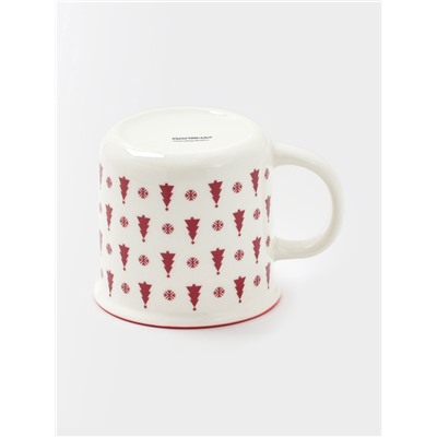 Кружка Доляна «Новый год. Ёлочки», 380 мл, фарфор, белая