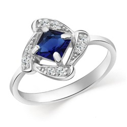 Кольцо с фианитом родированное серебро 925*