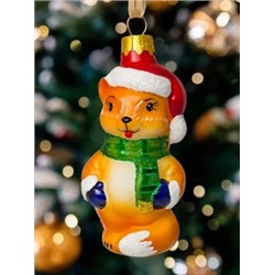 Елочная игрушка стеклянная декорированная "Лиса"