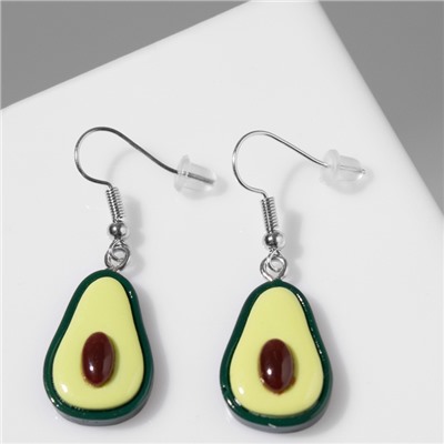 Серьги пластик «Авокадо» в разрезе, цвет зелёно-коричневый