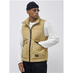 Жилет мужской утепленный спортивный бежевого цвета 15322B
