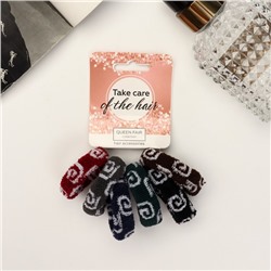 Резинки для волос «Махрушка», набор 6 шт., значки, 3.5 см