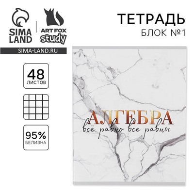 Тетрадь в клетку, предметная, 48 л.,на скрепке, А5 «МРАМОР. Алгебра»