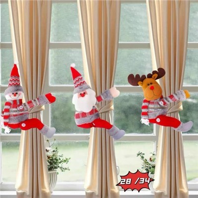 Подхват для штор новыгодний ( пара Дед Мороз и Снеговик)  Размеры :24см*23см  Цена за пару