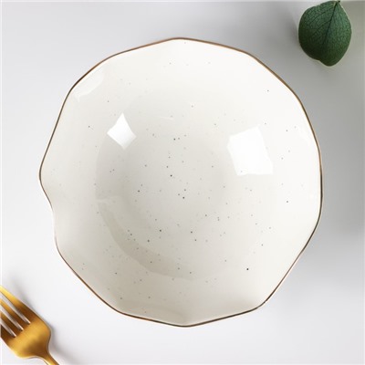 Салатник Доляна «Млечный путь», 700 мл, d=17.5 см, фарфор, белый в крапинку