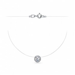 Колье (леска) родированное фианит серебро 925*