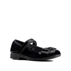 Kids' Leather Riptape Bow Mary Jane Shoes (Kid size 10-2.5)