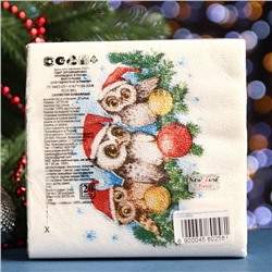 Салфетки новогодние бумажные «Совята», 2 слоя, 33×33 см, 20 шт.