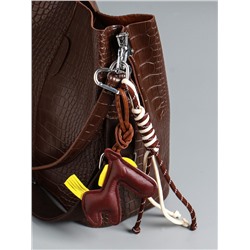 Брелок для ключей на карабине кожзам, текстиль «Лошадка с сердечком», с узлом, на сумку, рюкзак, 26×10×1.5 см