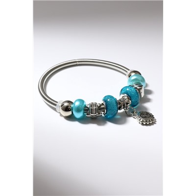 Браслет ассорти «Марджери» солнышко, цвет голубой в серебре, d=6,5 см