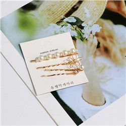 Набор заколок для волос 4 шт. с бусинами и жемчугом