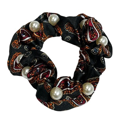 Резинка объемная шелковая с жемчугом 9,5 см Р19 6 шт