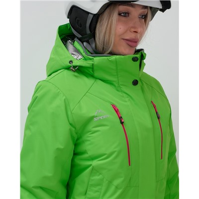 Горнолыжный костюм женский зимний зеленого цвета 02393Z