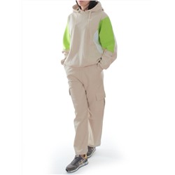 3156/3157 BEIGE/LT. GREEN Костюм спортивный женский (95% хлопок, 5% эластан)
