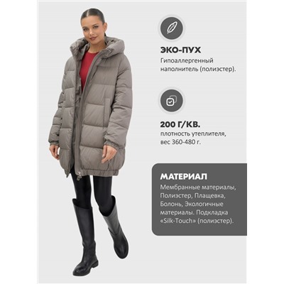 Куртка женская зимняя на резинке большого размера коричневого цвета 7619K