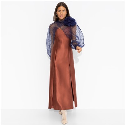 Болеро со съемным декором, Деловой взгляд (синее, с брошкой)