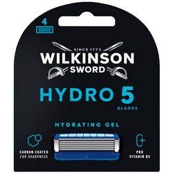Кассеты для бритвы Schick (Wilkinson Sword) HYDRO-5 Carbon Coated Hydrating Gel (4шт)