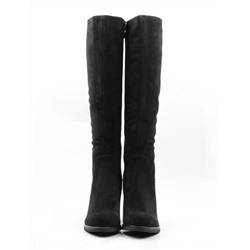 02-M19-673 BLACK Сапоги зимние женские (натуральная замша, натуральный мех (еврозима))