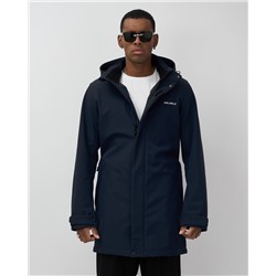 Парка спортивная мужская с капюшоном softshell темно-синего цвета 9565TS