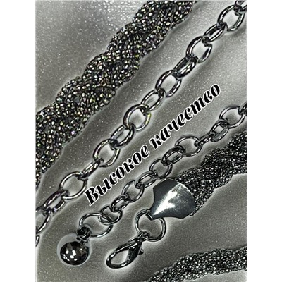 Пояс женский цепочка  универсальный цвет черненное серебро модель 1