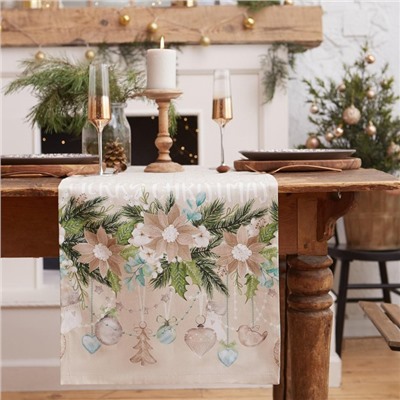 Дорожка на стол новогодняя "Beautiful Сhristmas" 40*147 см, 100% хлопок, саржа 190гр/м2