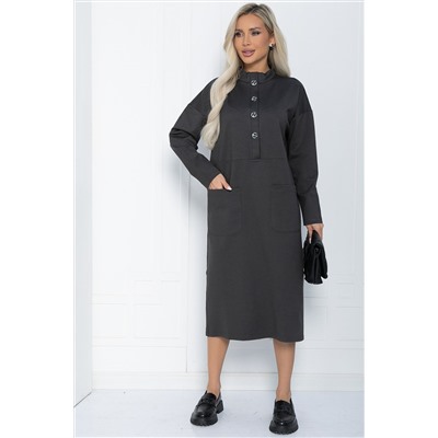 Платье Стильная осень (серое) П11436