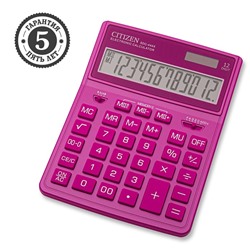 Калькулятор настольный Citizen SDC444XRPKE,12 разрядов, двойное питание, 155×204×33 мм, розовый