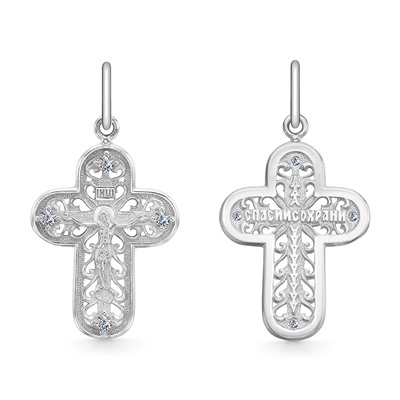 Крест из серебра литье с фианитом