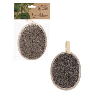 Мочалка "Овал", лён, 16х12см