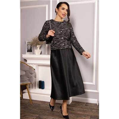 Костюм с атласной юбкой Лизетт (черный) К14677-10М