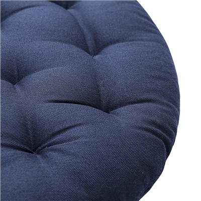 Подушка на стул круглая из хлопка темно-синего цвета из коллекции Essential, 35 см