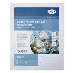 Холст на картоне «Студия», хлопок 100%, 40×50 см, акриловый грунт, мелкозернистый,