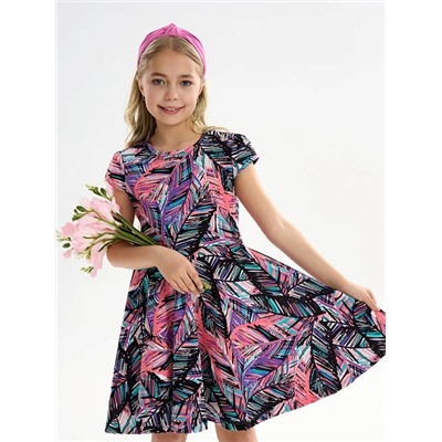 Детское платье "Птичка" / Тропики розовые