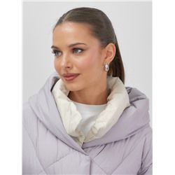 Куртка женская зимняя с капюшоном большого размера фиолетового цвета 1170F