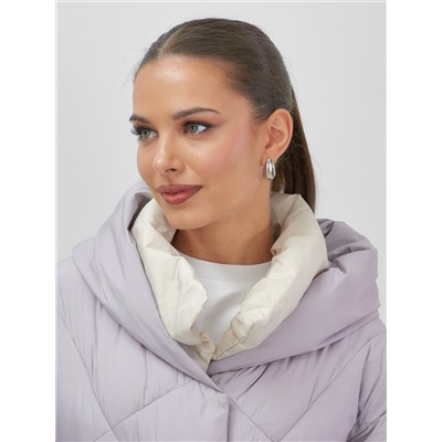 Куртка женская зимняя с капюшоном большого размера фиолетового цвета 1170F