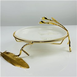 163-028 Круглое блюдо 20,5см на подставке MELODY в под.уп.(х18)Фарфор, металл