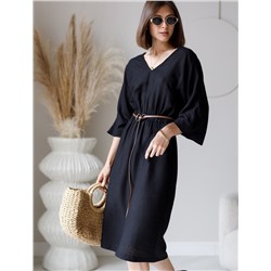 Платье с цельнокроеным рукавом изо льна с вискозой