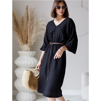 Платье с цельнокроеным рукавом изо льна с вискозой